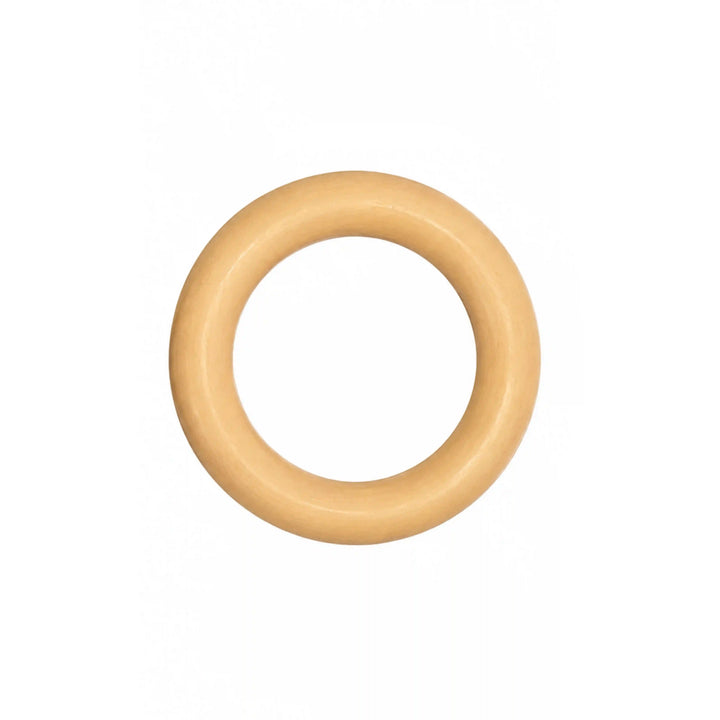 ANI Accessories natural light wood O-ring buckle with smooth rounded profile, front view on white background 