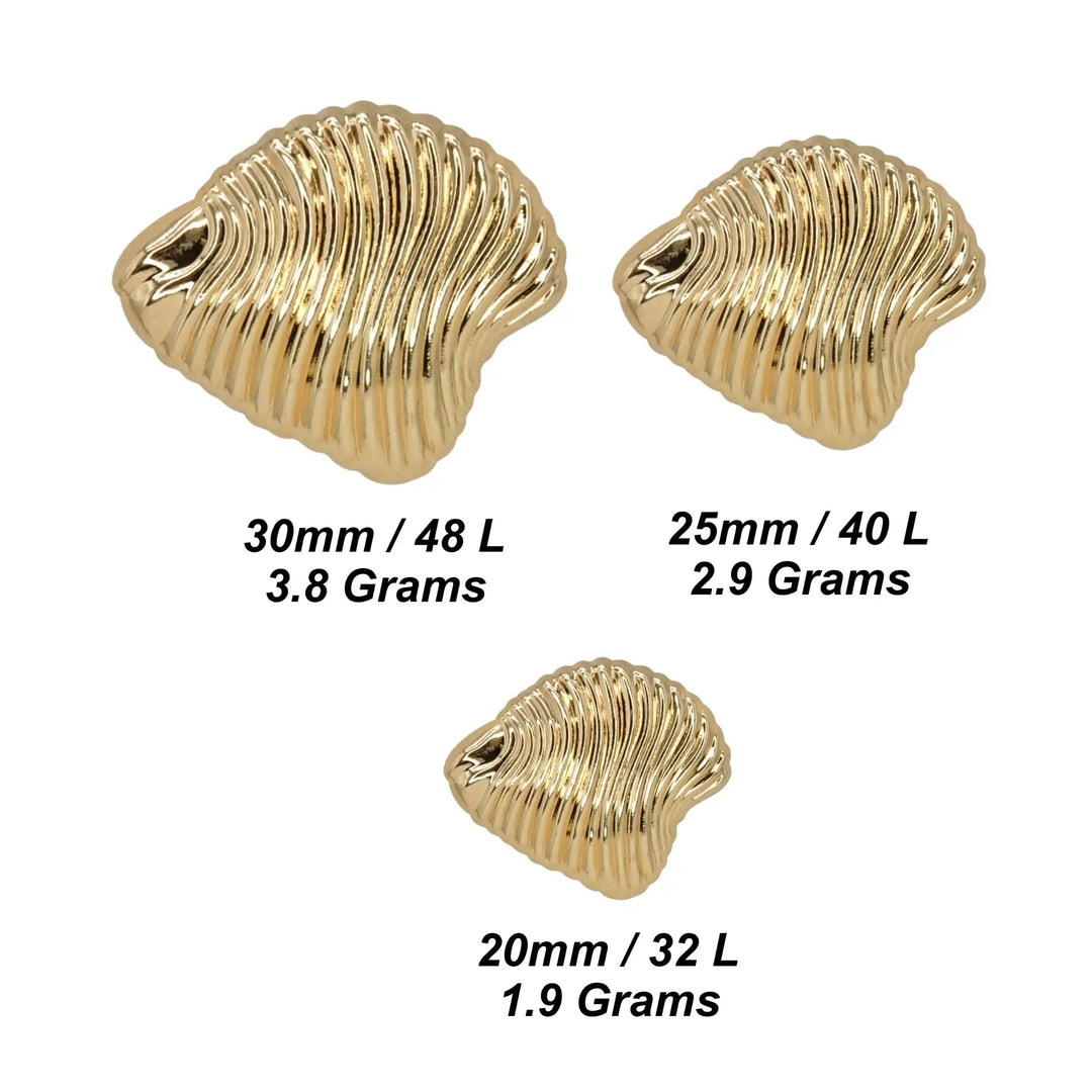 Sea Inspired Shell Metal Buttons | 20mm(32L), 25mm(40L) & 30mm(48L)