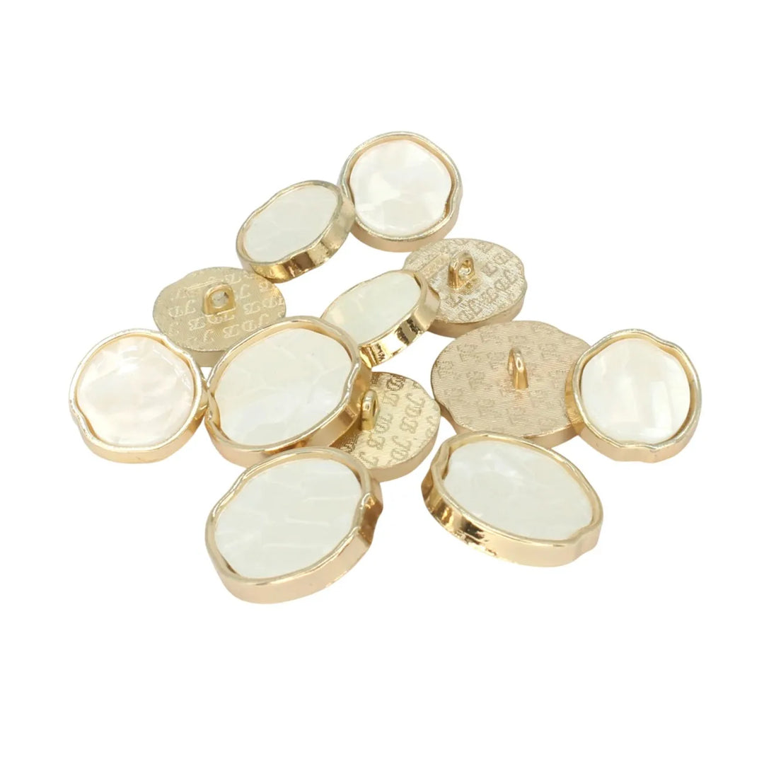 Wavy Pearl Gold Metal Button | 18mm (28L) & 23mm (36L)