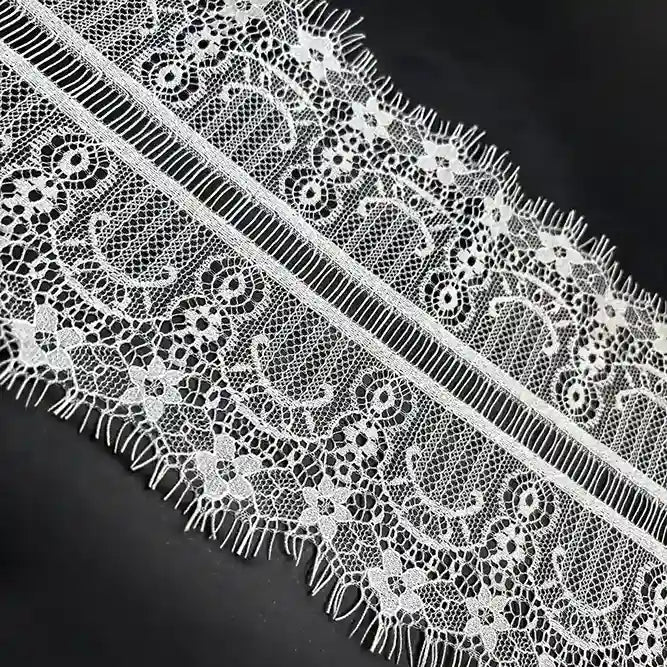 Premium Lightweight Lace Fabric for Sarees, Lehengas, Blouses & Dresses in intricate white design