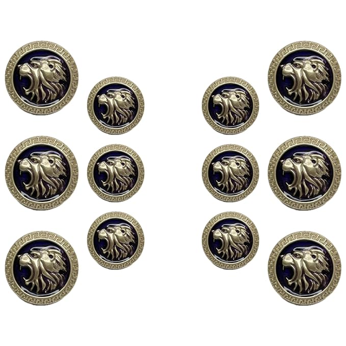 Golden Royal Roars Lion Abs Shank Buttons(6 Big + 6 Small)