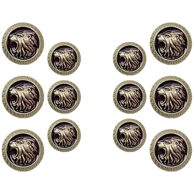 Golden Royal Roars Lion Abs Shank Buttons(6 Big + 6 Small)