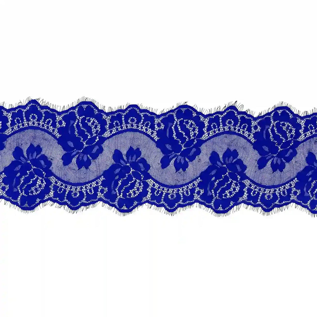 ANI Accessories royal blue lace border with roses laid flat 
