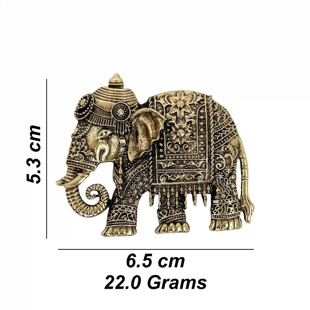ANI Accessories royal elephant brooch size chart: 6.5 x 5.3 cm, 22 grams with white color background 