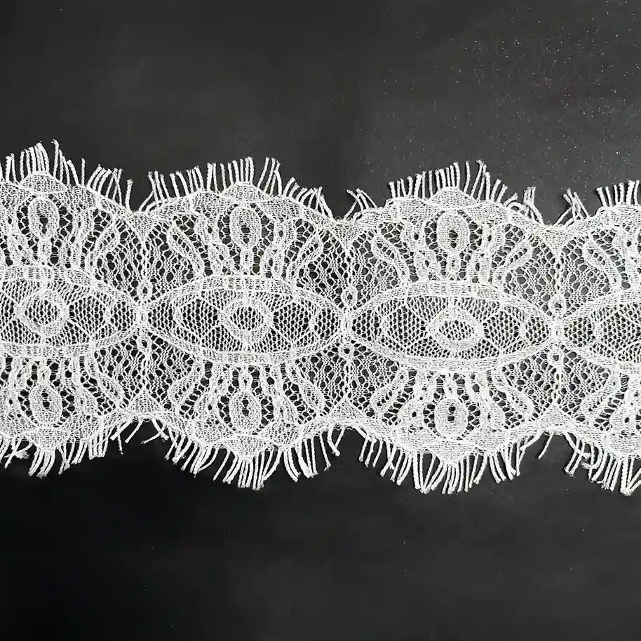 White Scalloped Edge Eyelash Lace Trim for Crafts and DIY Projects