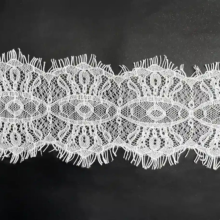 White Scalloped Edge Eyelash Lace Trim for Crafts and DIY Projects