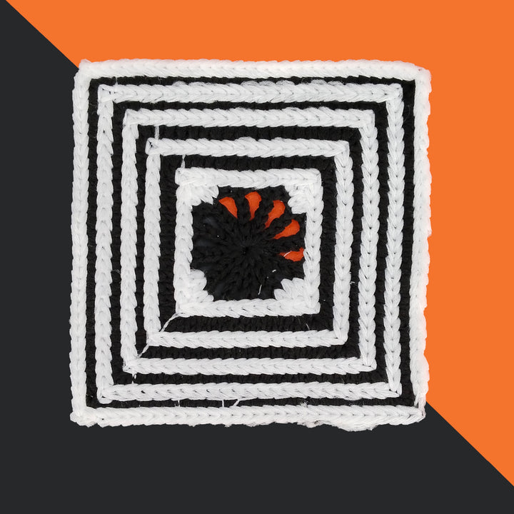 ANI Accessories black and white granny square patch turned on its corner as a diamond 