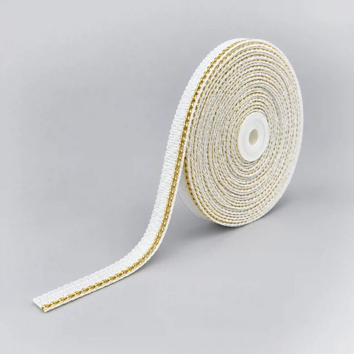 ANI Accessories thin white golden chain lace on a roll, 1.5 cm wide