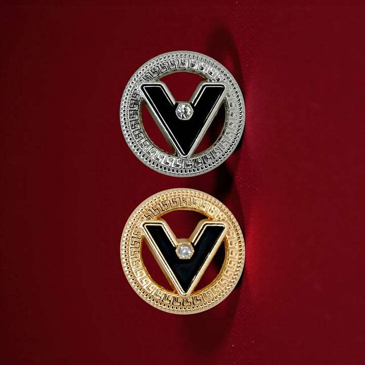 Letter V Metal Buttons | 18mm (28L), 20mm (31L) & 23mm (36L)