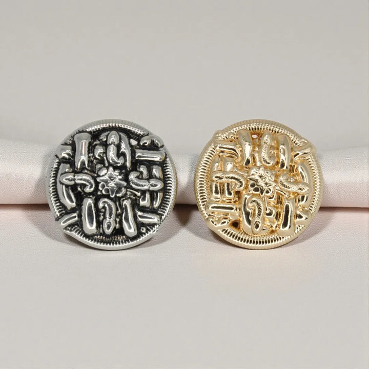 Sculpted Abstract Monogram Metal Button | 15mm(24L), 18mm(28L) & 23mm(36L)