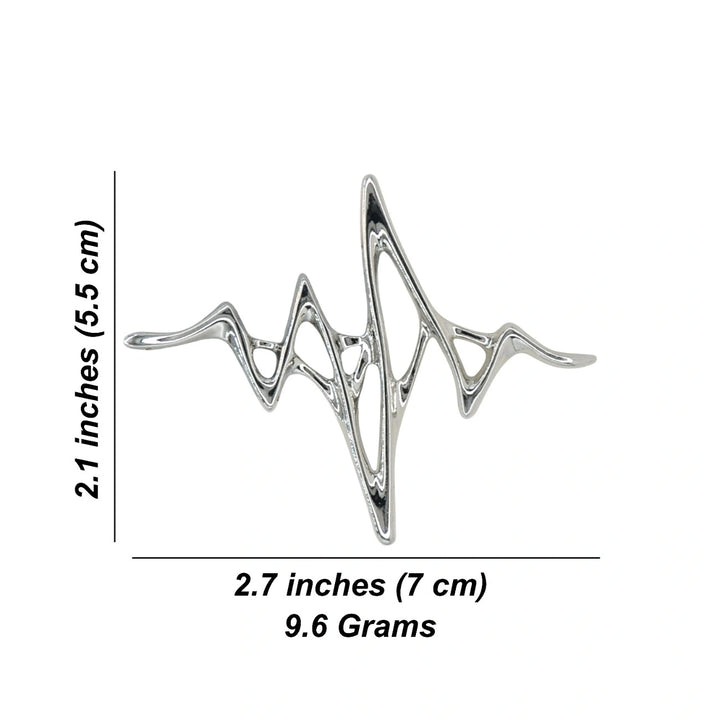 ANI Accessories wave design brooch size chart: 7 x 5.5 cm (2.7 x 2.1 inches), 9.6 grams with white color background 