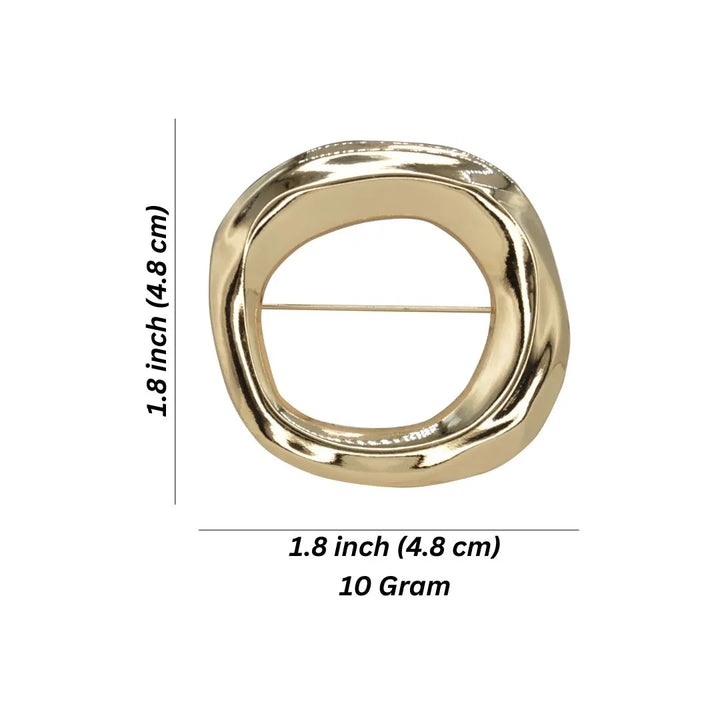 ANI Accessories organic wavy circle brooch size chart: 4.8 x 4.8 cm (1.8 x 1.8 inches), 10 grams 
