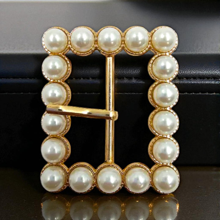 Gold Finish Shiny Pearl Prong Buckle