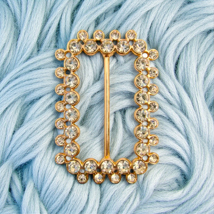Gold-Tone Metal Buckle with Rhine Stones