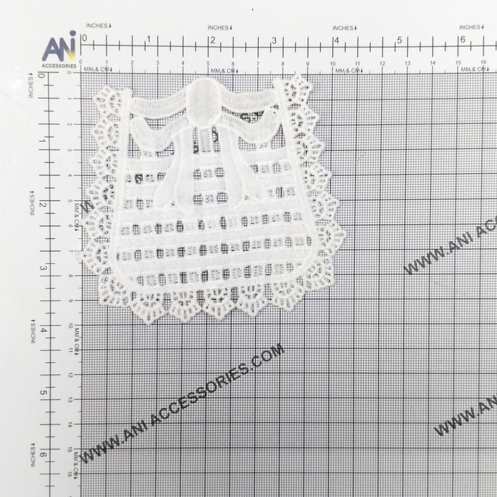 ANI Accessories white bow patch on a measuring grid: about 4.2 inches wide and 4 inches hight