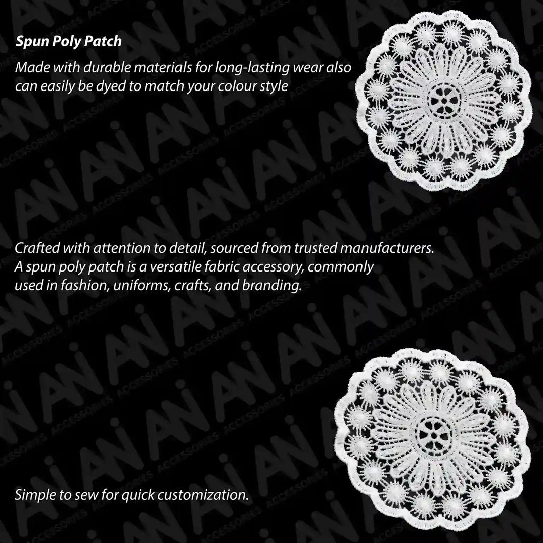 ANI Accessories white dyeable sew-on round patch, product details 