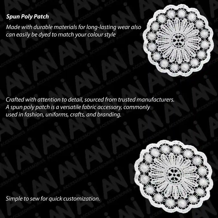 ANI Accessories white dyeable sew-on round patch, product details 