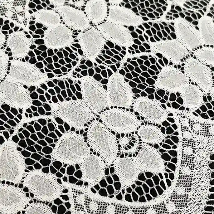ANI Accessories close-up of open flowers on white floral French lace 
