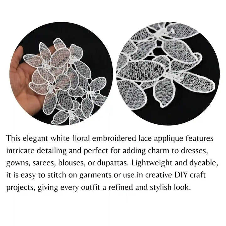 ANI Accessories close-up circles showing the petal and centre detail of a white flower cluster patch 