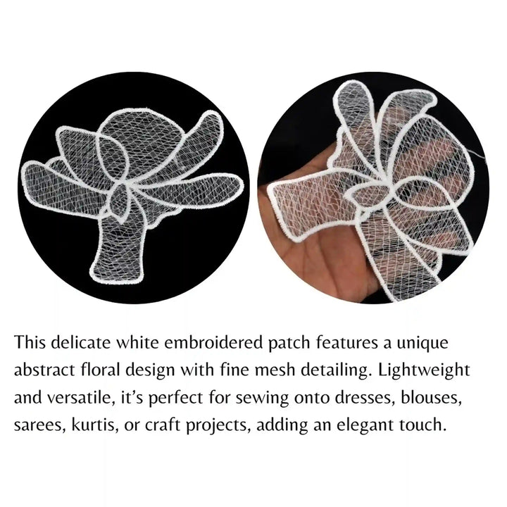 ANI Accessories white flower stitch patch for dresses, blouses, bags and craft projects 