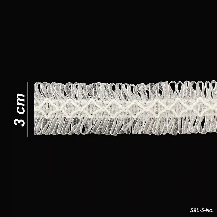 ANI Accessories white fringe lace size chart showing 3 cm width with black color background 
