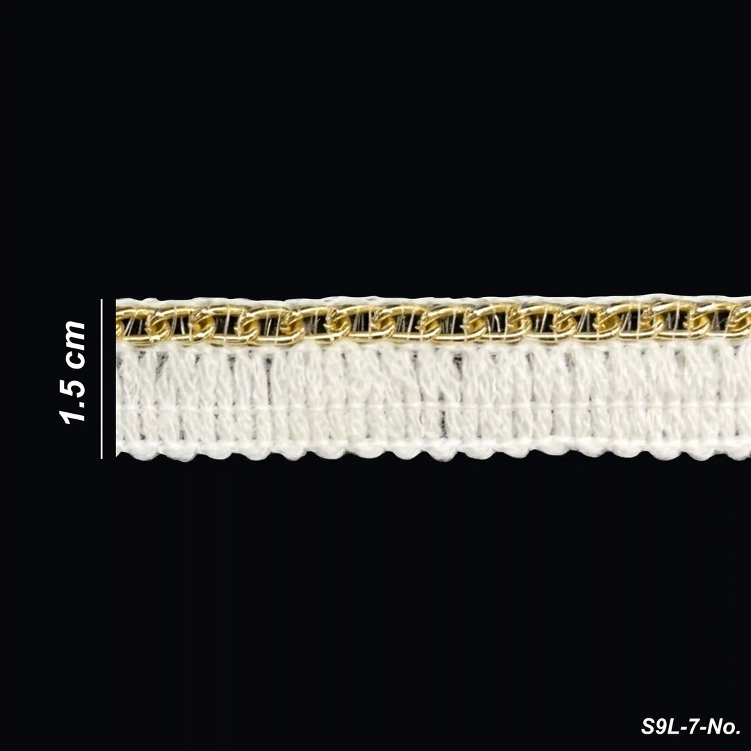ANI Accessories white lace with gold chain edge laid flat 