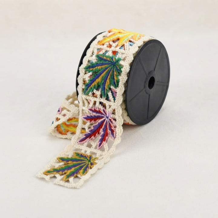 Cut Work Crocheted Leaf Motif Lace Trim