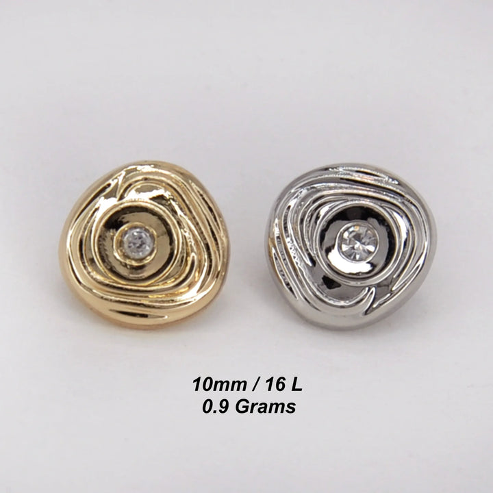 Swirl Stone Metal Button | 10mm (16L)