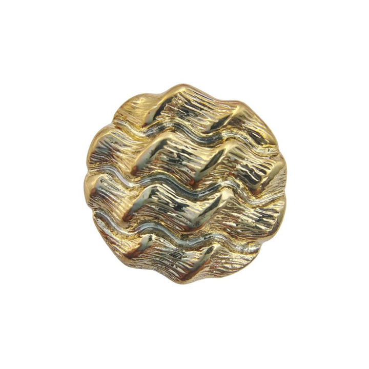 Round Golden Wave Design Shank Button (Pack Of Eight)