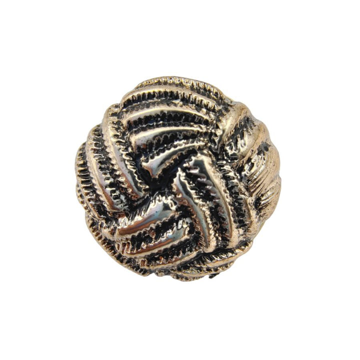 Round Tied Rope Design Golden Shank Button (Pack Of Eight)