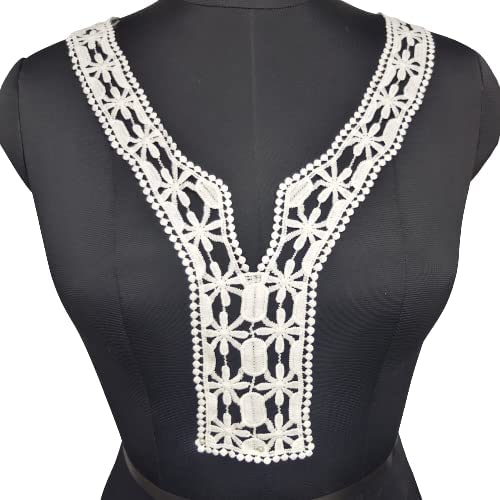 Ani accessories Neckline Long Flower Embroidered Long Shirts Dresses Used As Trims, Borders.