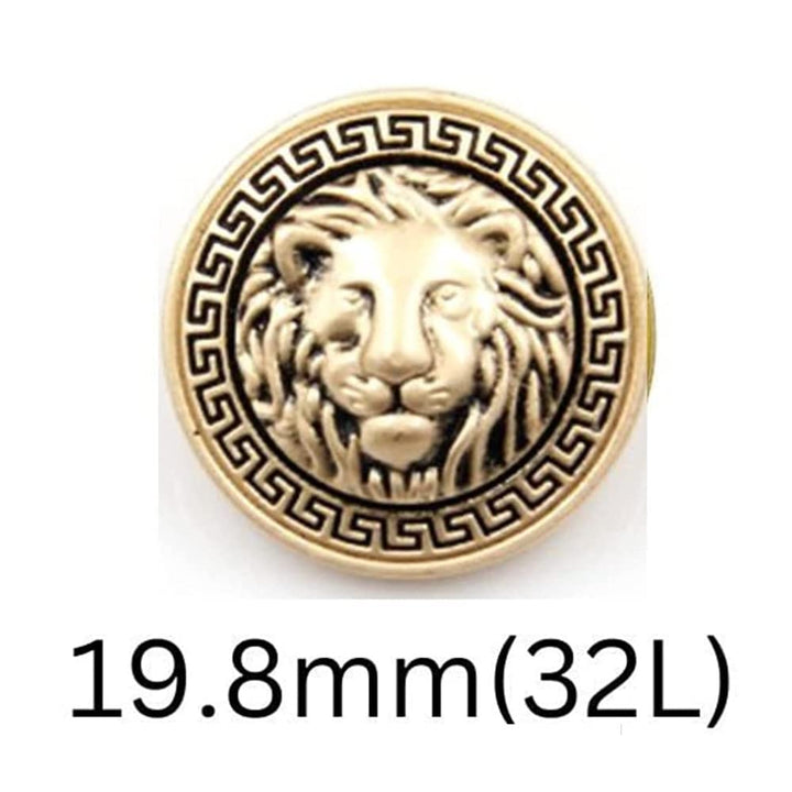 Round Classic Lion Vintage Shank Buttons for Coat Blazer Suit (Pack of 8)