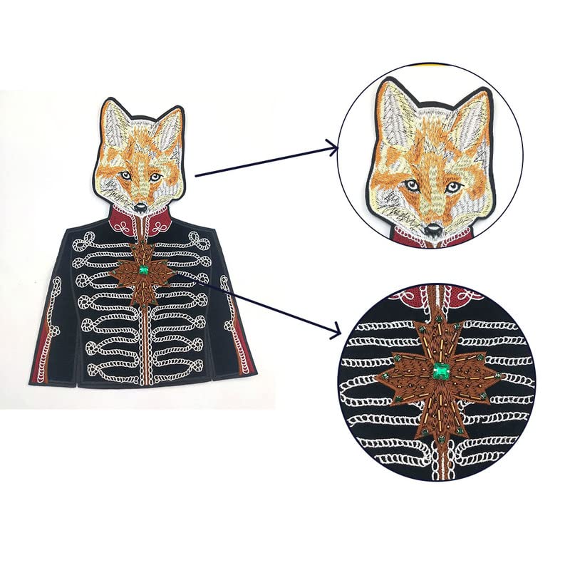 Premium Quality Fox Head Embroidered Sew-on Patch