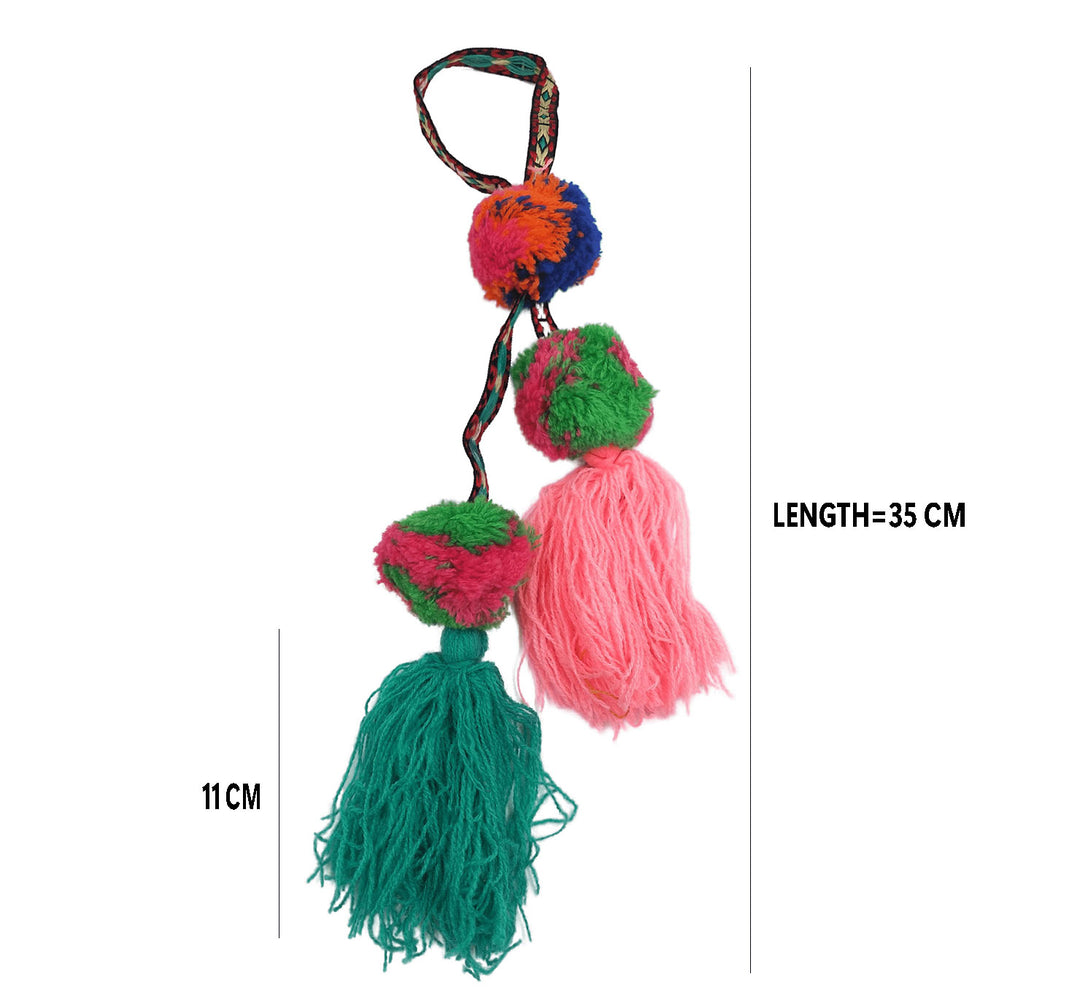 Multicolour Ribbon Latkans with Pom-Pom and Tassel