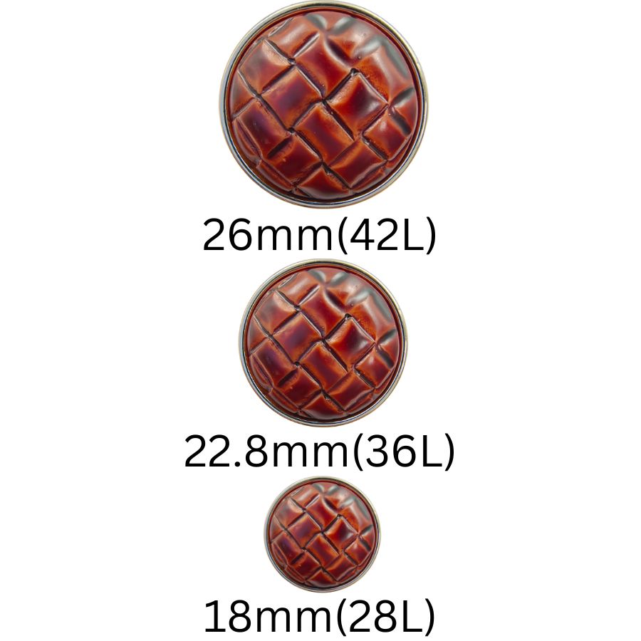 Round Brown Leather Weave Design Shank Abs Buttons (Pack Of Eight)