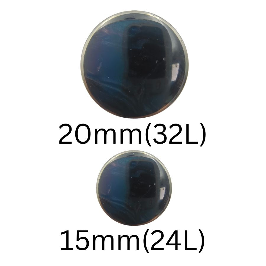 Round Multi-Color Black Shank Button (Pack Of Eight)