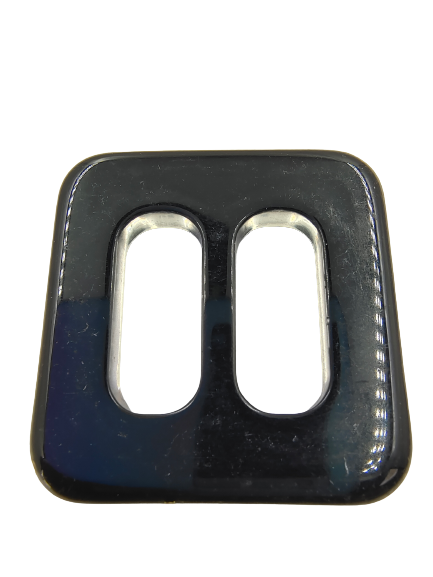 Buy Now Ani Accessories white square-shaped Black resin sliding buckle with glossed finish shown clearly on a plain white background