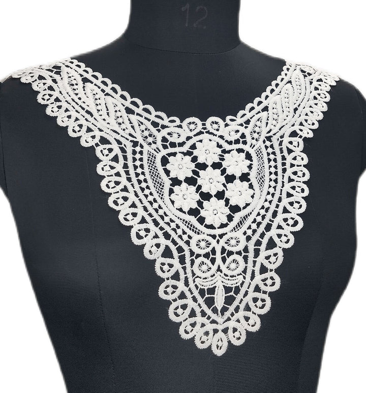 Ani Accessories center flower bunch neckline with leafy border embroidery for elegant dresses and ethnic wear