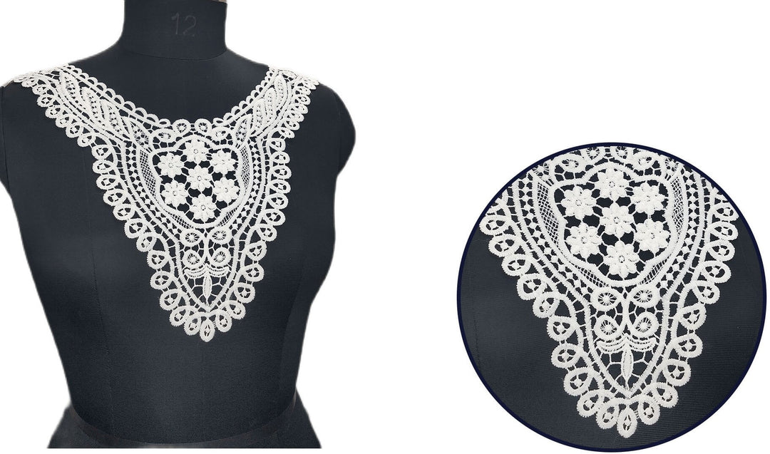 Ani Accessories decorative center flower bunch neckline with leafy border for DIY fashion and couture styling