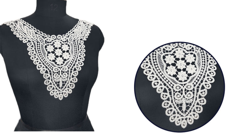 Ani Accessories decorative center flower bunch neckline with leafy border for DIY fashion and couture styling