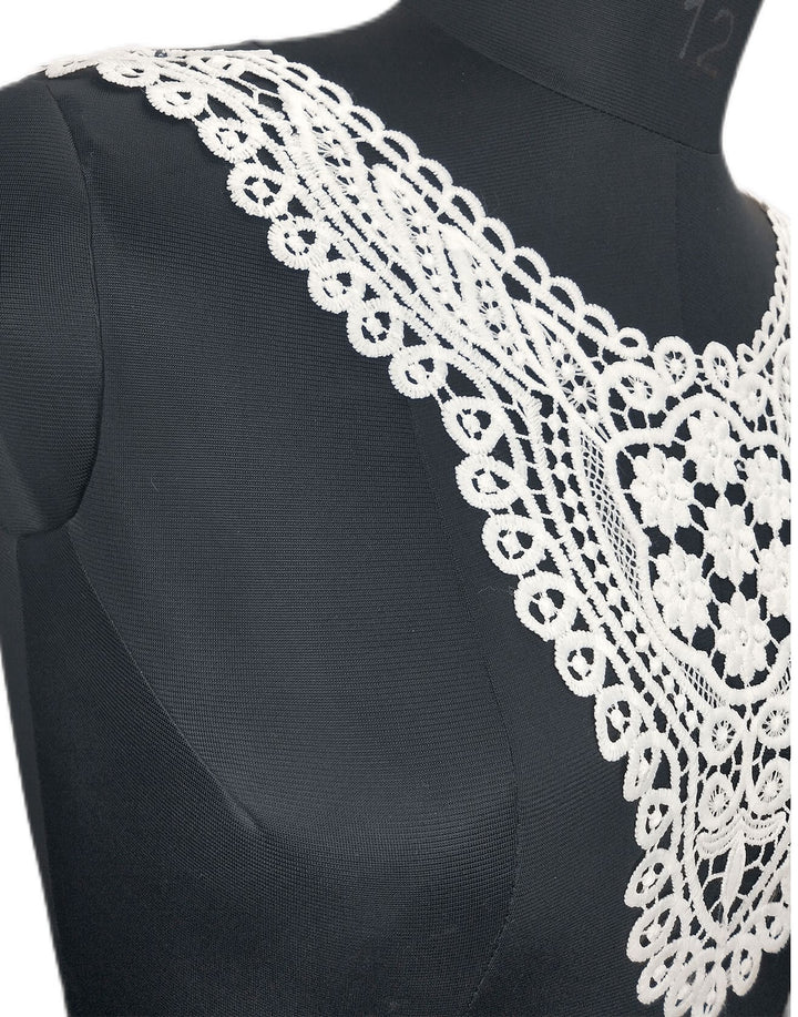 Ani Accessories elegant center flower bunch leafy border neckline with intricate embroidery detailing