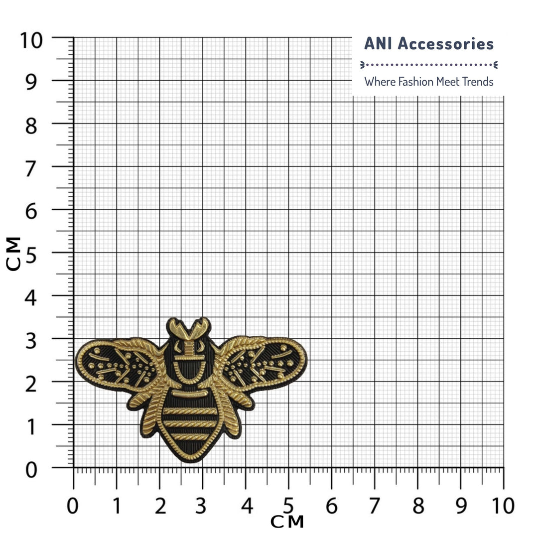 Bee Zardosi inspired iron on patch size guide by Ani Accessories for accurate fit