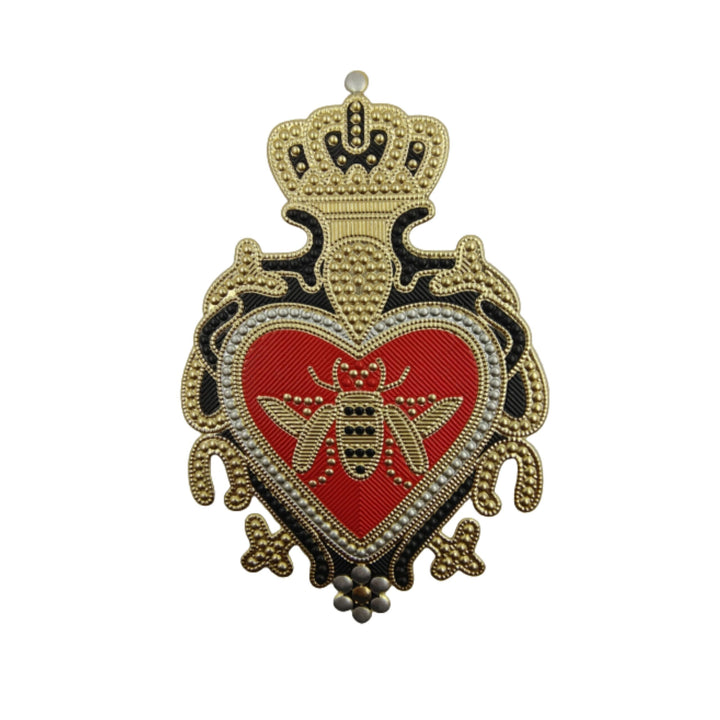 Red Heart Bee Crown Hot-Fix Patch