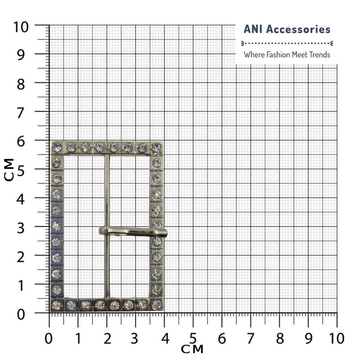 Prong Shiny Silver Buckle Covered With Diamonds