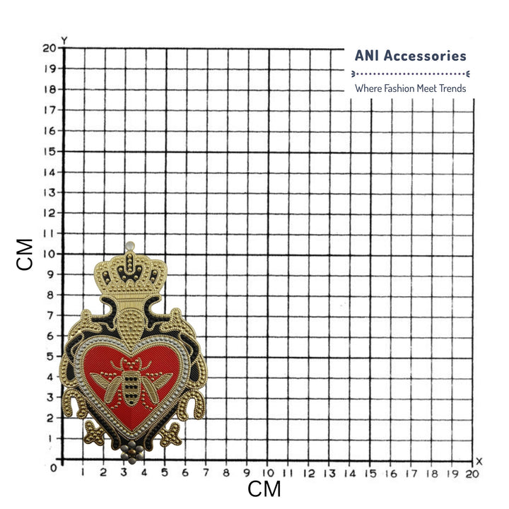 Red Heart Bee Crown Hot-Fix Patch