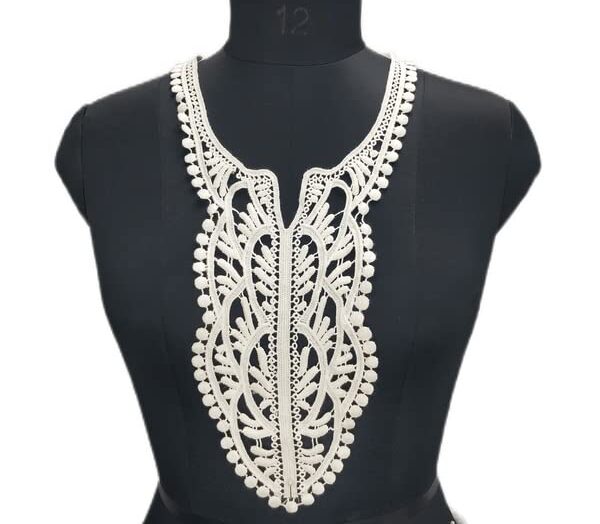 Deep round neckline by Ani Accessories for women’s dresses and shirts featuring elegant sew-on design details