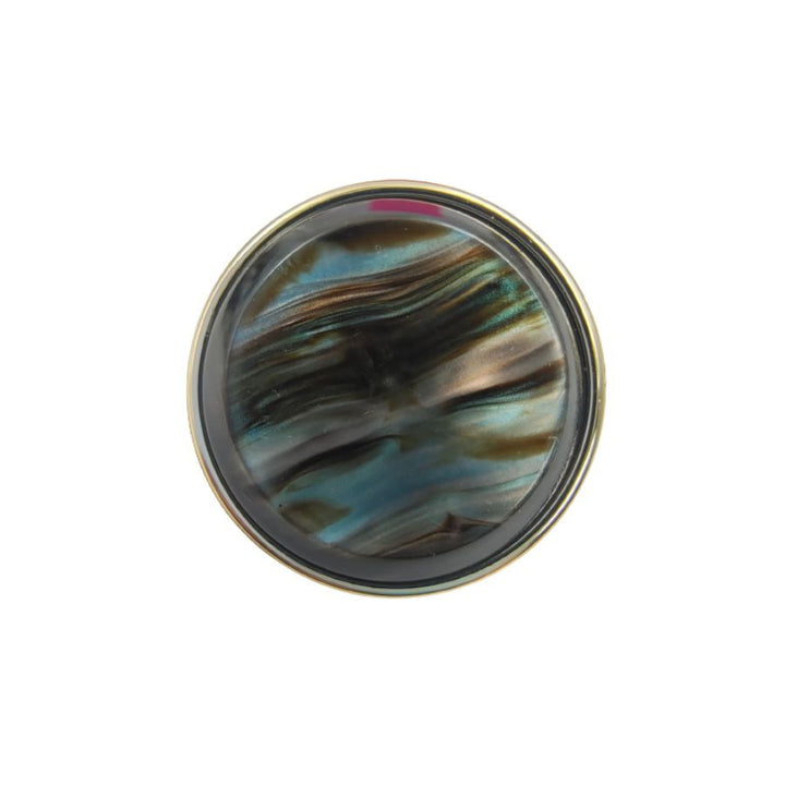 Round Black Multi-Color Imitation Mother-of-Pearl Shank Button (Pack Of Eight)