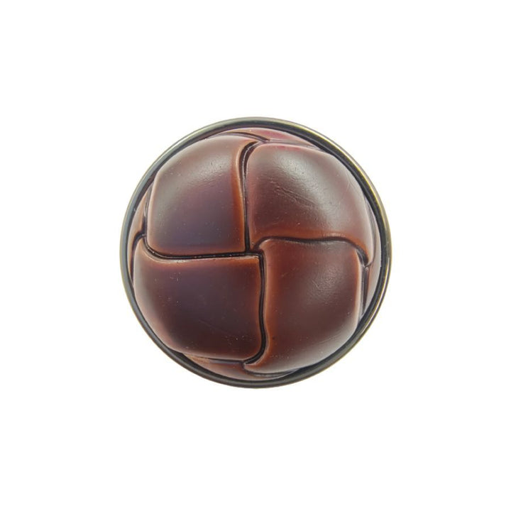 Round Dark Brown Weaved Leather Design Shank Button (Pack Of Eight)