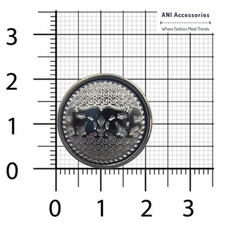 Round Lion Silver Shank Abs Buttons (Pack Of Eight)