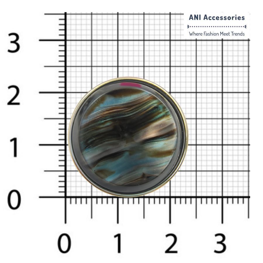 Round Black Multi-Color Imitation Mother-of-Pearl Shank Button (Pack Of Eight)